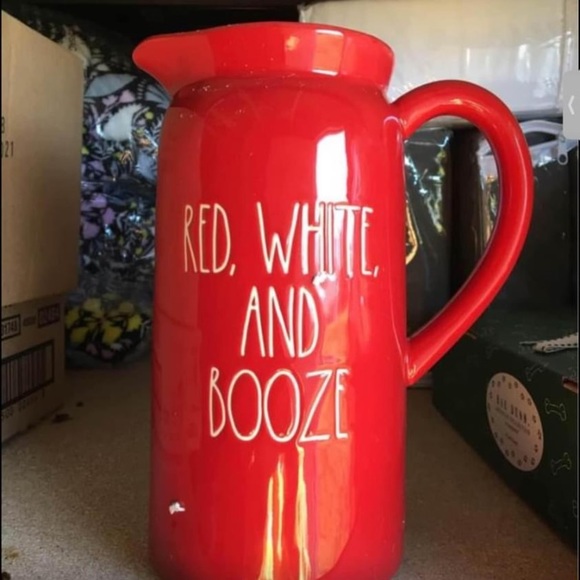 Rae Dunn Red White And Booze Pitcher - Picture 1 of 1